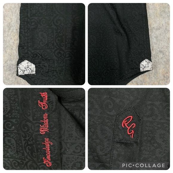 Robert Graham Black on Black Windsor Paisley Jacquard Flip Cuff Classic Shirt M - Picture 14 of 16